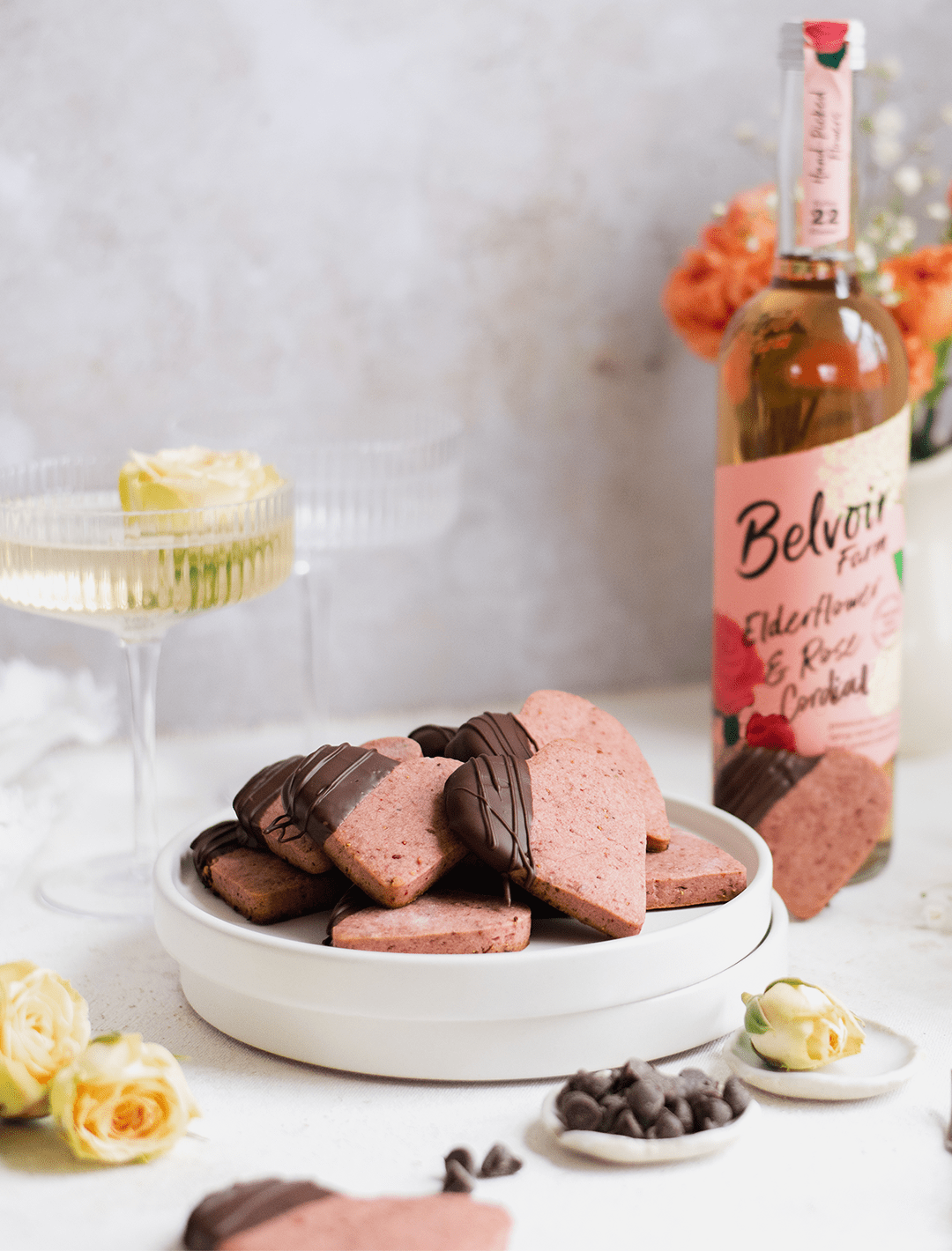 Elderflower, Raspberry and Rose Kisses Biscuits