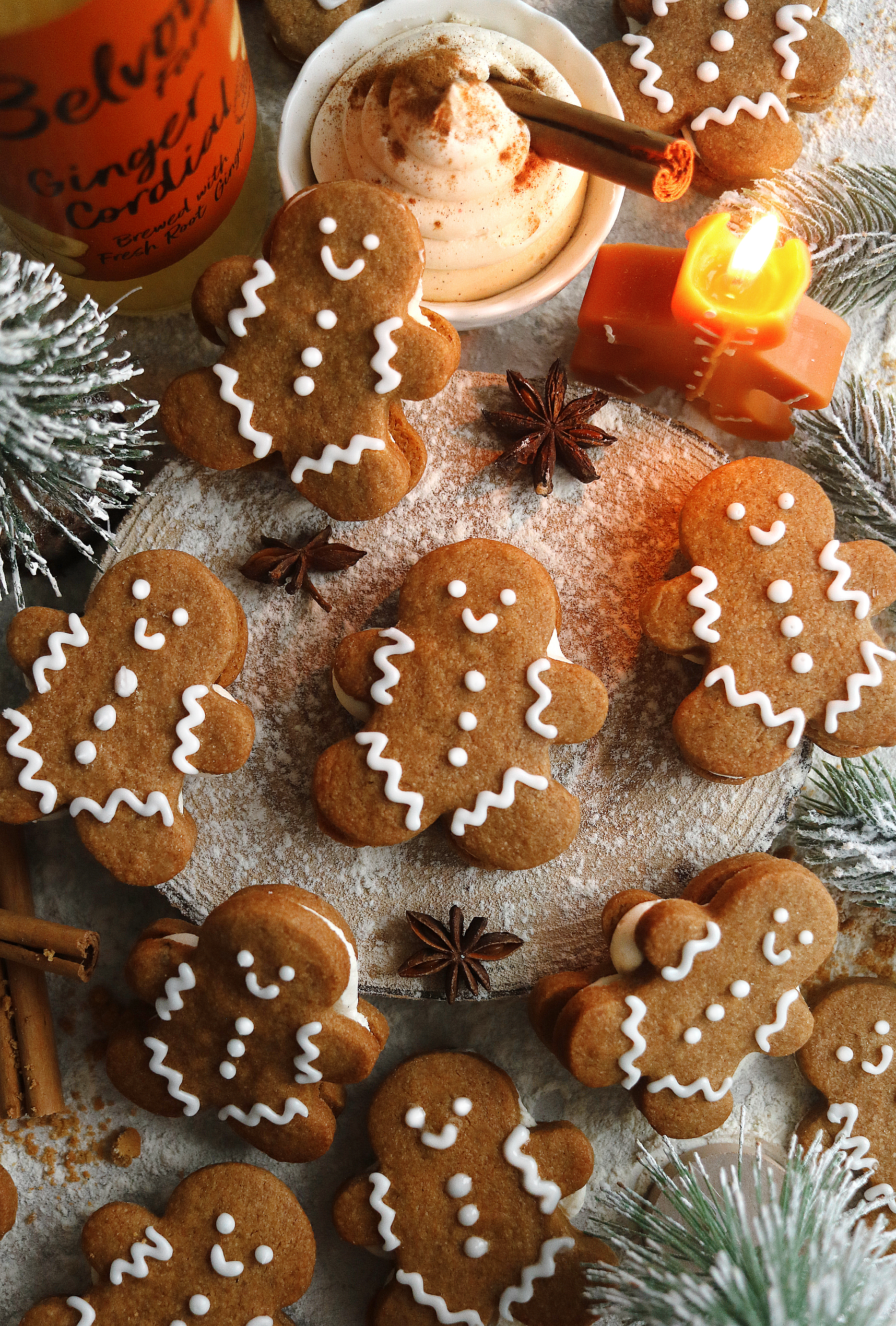 Gingerbread cream cookies made with Belvoir Farm Ginger Cordial