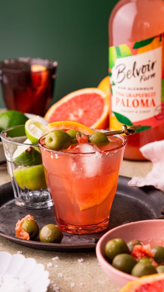 Paloma Olives + Paloma Mocktail